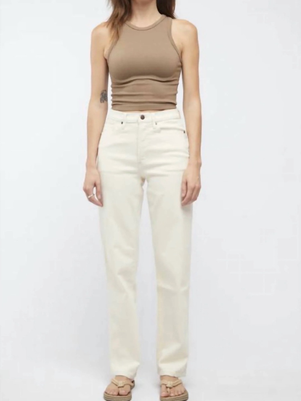NWT Oliver Logan Mulberry Straight Leg Jean - Ecru